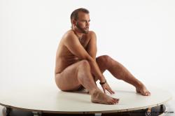 Nude Man White Sitting poses - simple Average Short Brown Sitting poses - ALL Realistic